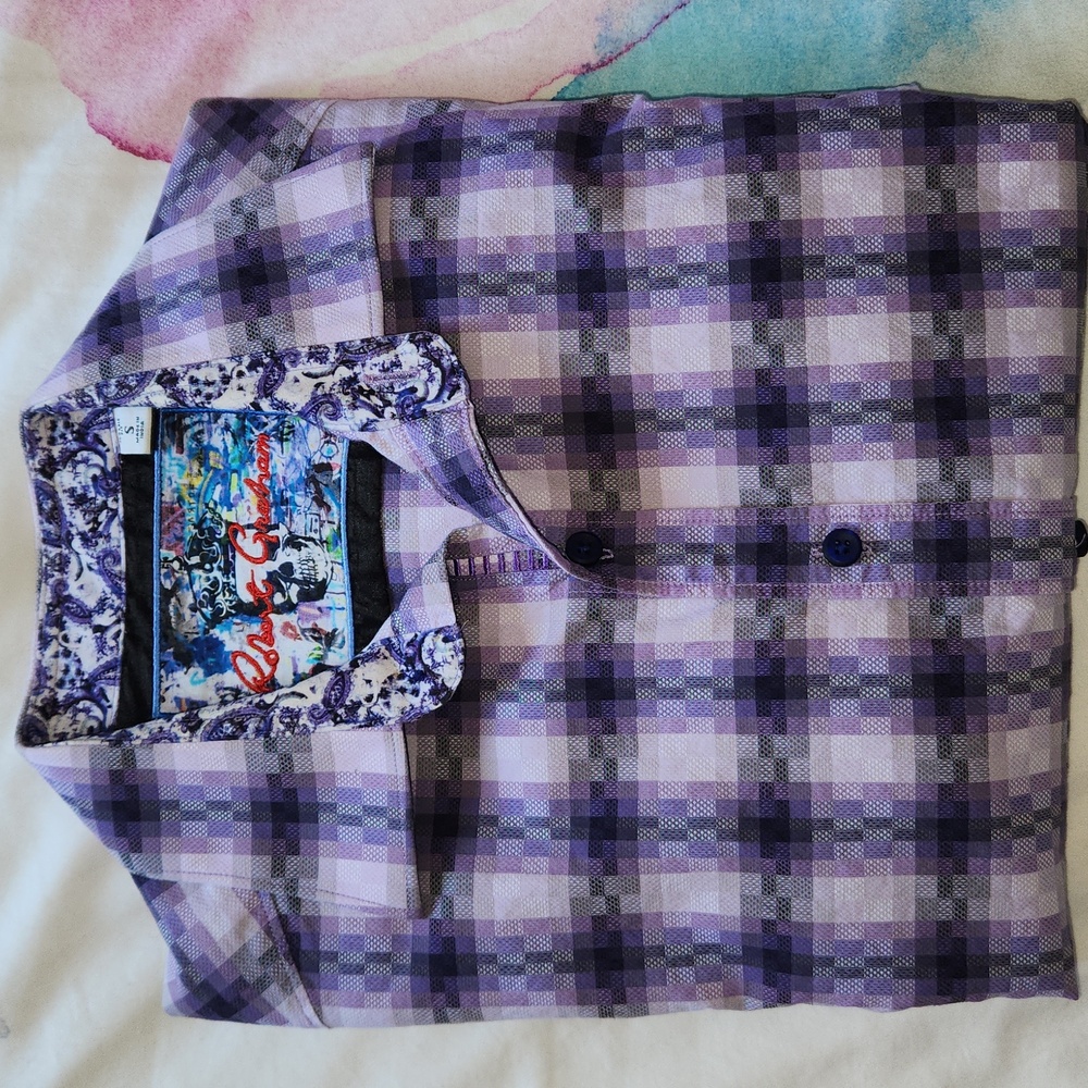 Robert Graham purple checked shirt, size small
